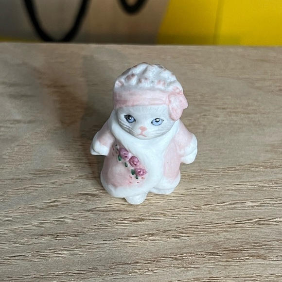 Vintage Kitty Cucumber Figurine Shackman Schmid 1987 Priscilla Time For Bed - Picture 4 of 10